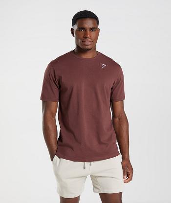 Gymshark Crest T Shirts Herr Rosa Bruna | SE 3769SGL